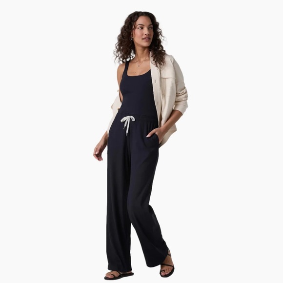Vuori Pants - Vuori Pose Scoop Neck Ribbed Wide Leg Jumpsuit